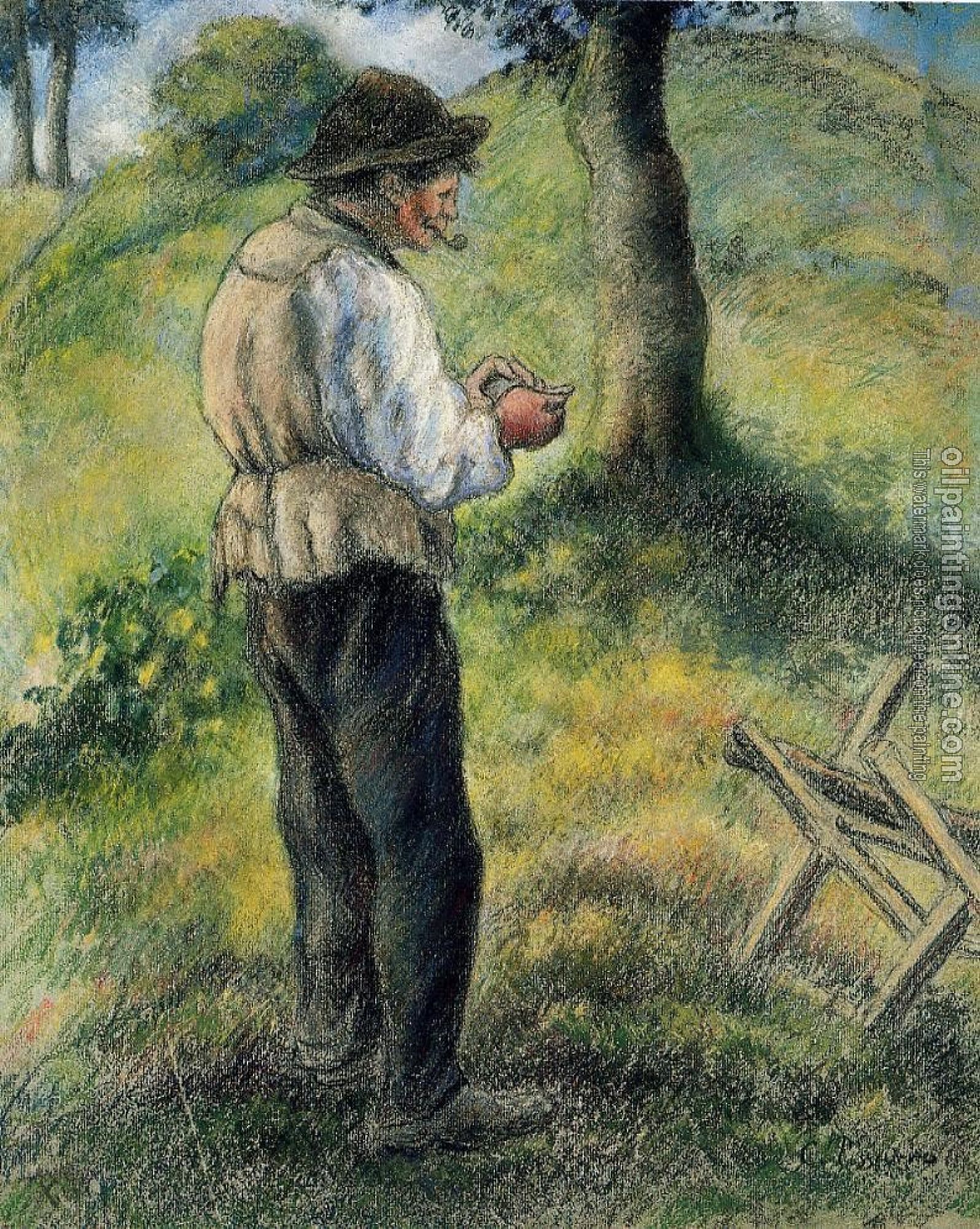 Pissarro, Camille - Pere Melon Lighting His Pipe